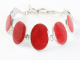 32656 Zilveren armband met rode koraal steen en parelmoer