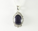 40649+HK Bewerkte zilveren hanger met blauwe zonnesteen aan ketting