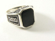 20896-22 Bewerkte zilveren herenring met onyx