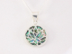 40431+HK Ronde zilveren hanger met lotus bloem en abalone schelp aan ketting