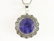 40766+HK Bewerkte zilveren hanger met blauwe saffier aan vossenstaart ketting