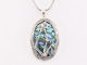 41612+HK Bewerkte zilveren hanger met lotusbloem op abalone schelp aan ketting