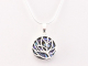 41927+HK Ronde zilveren lotus bloem hanger op abalone schelp aan ketting