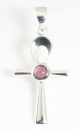 43232 Fijne zilveren ankh hanger met granaat