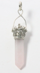 42819 Traditionele zilveren ashanger met rozenkwarts pendel