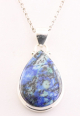 42439+HK Druppelvormige zilveren hanger met blauwe azuriet turkoois aan ketting
