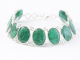 32385 Zware zilveren armband met grote smaragd stenen