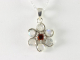 40755+HK Zilveren hanger met regenboog maansteen en granaat aan ketting